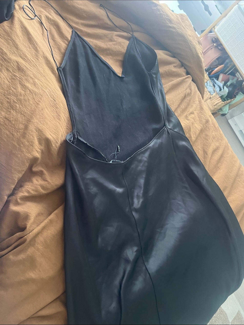 Zara Black Satin Backless Slip Gown - Picture 6 of 7